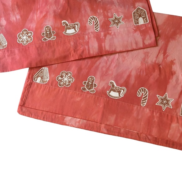 Gingerbread Holiday Pillow Cases Set of 2 Botanical Eco Dyed OOAK NWT Christmas - Picture 4 of 12